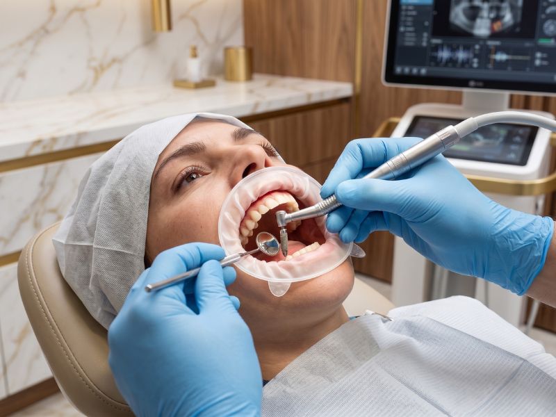 Oral surgery — surgeon in sterile clinical environment